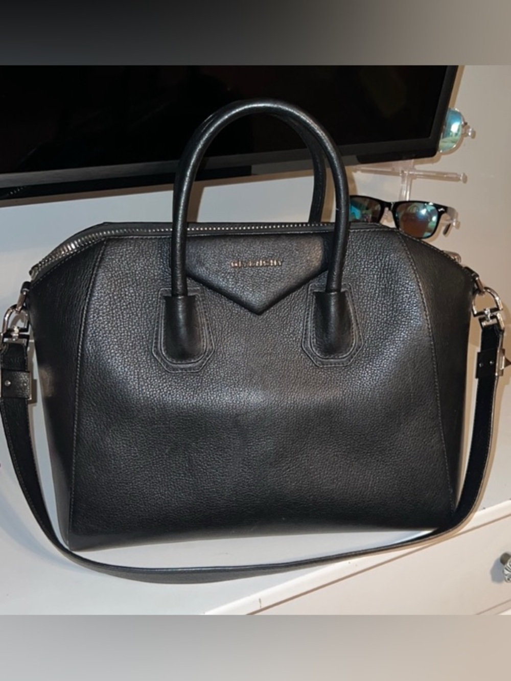 Givenchy Black Leather Satchel with Shoulder Strap